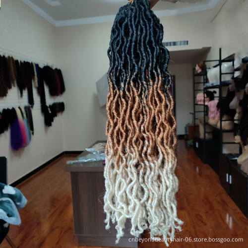 Wholesale Private Label  20inches Ombre Faux Wave Gypsy Goddess Locs Synthetic Crochet Hair Bulk for Women